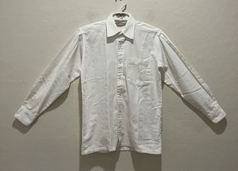 Perry Ellis Men's Size M White Dress Shirt Twill Cotten Blend Long Sleeve Pocket