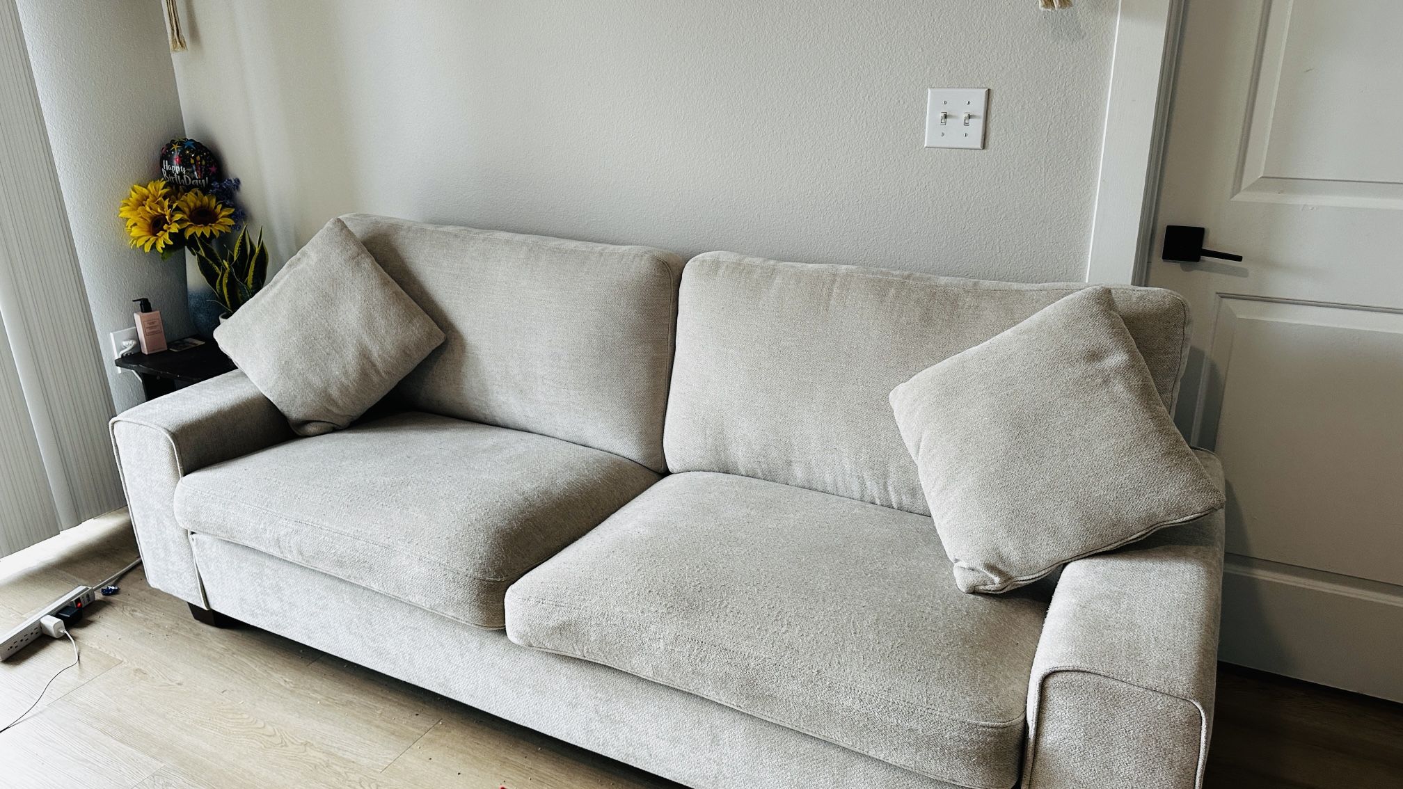 Modern Loveseat Sofa For Living Room With Cushions, 88.5 Inch, Beige