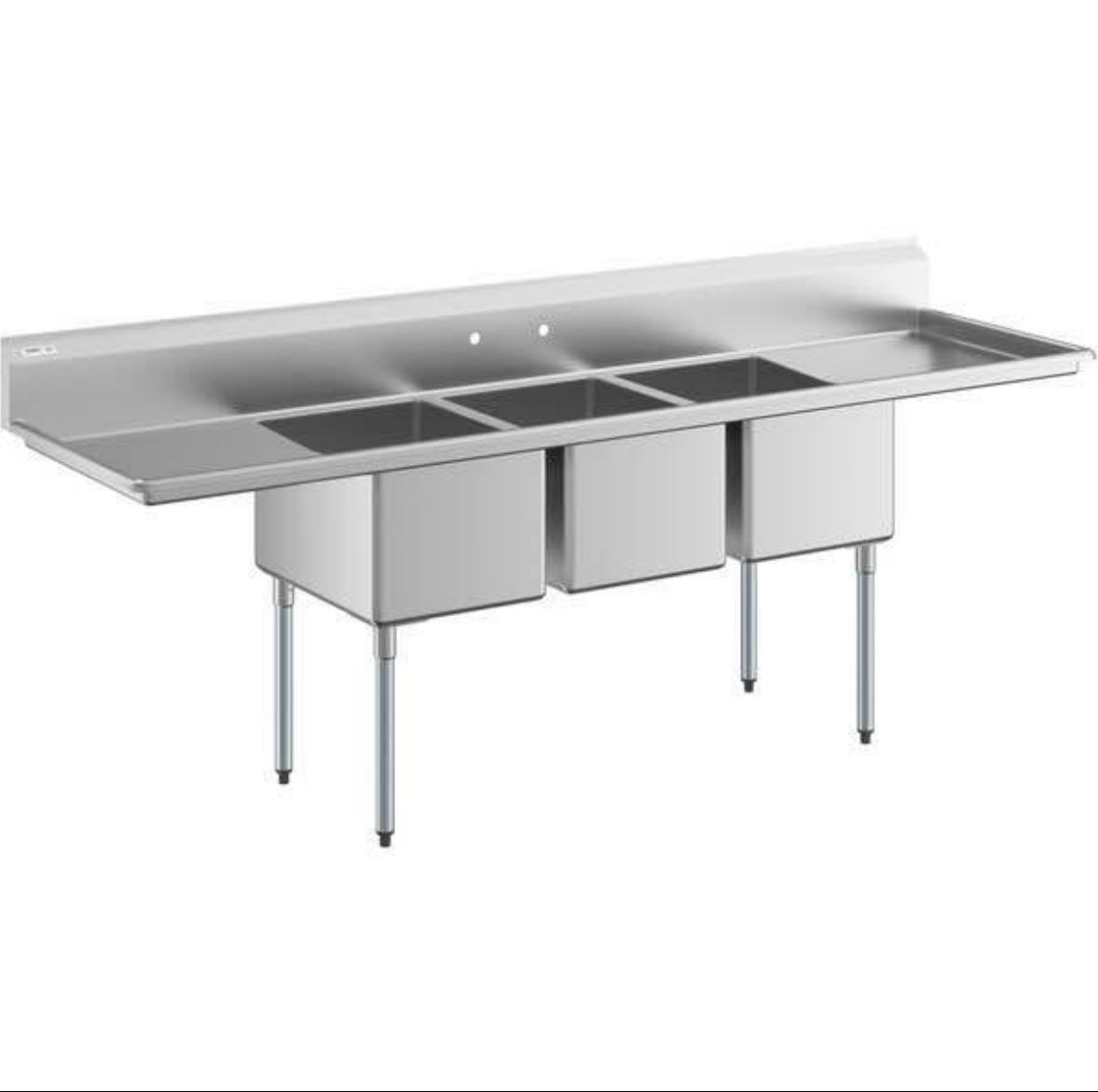 Three Compartment Commercial Sink 106”
