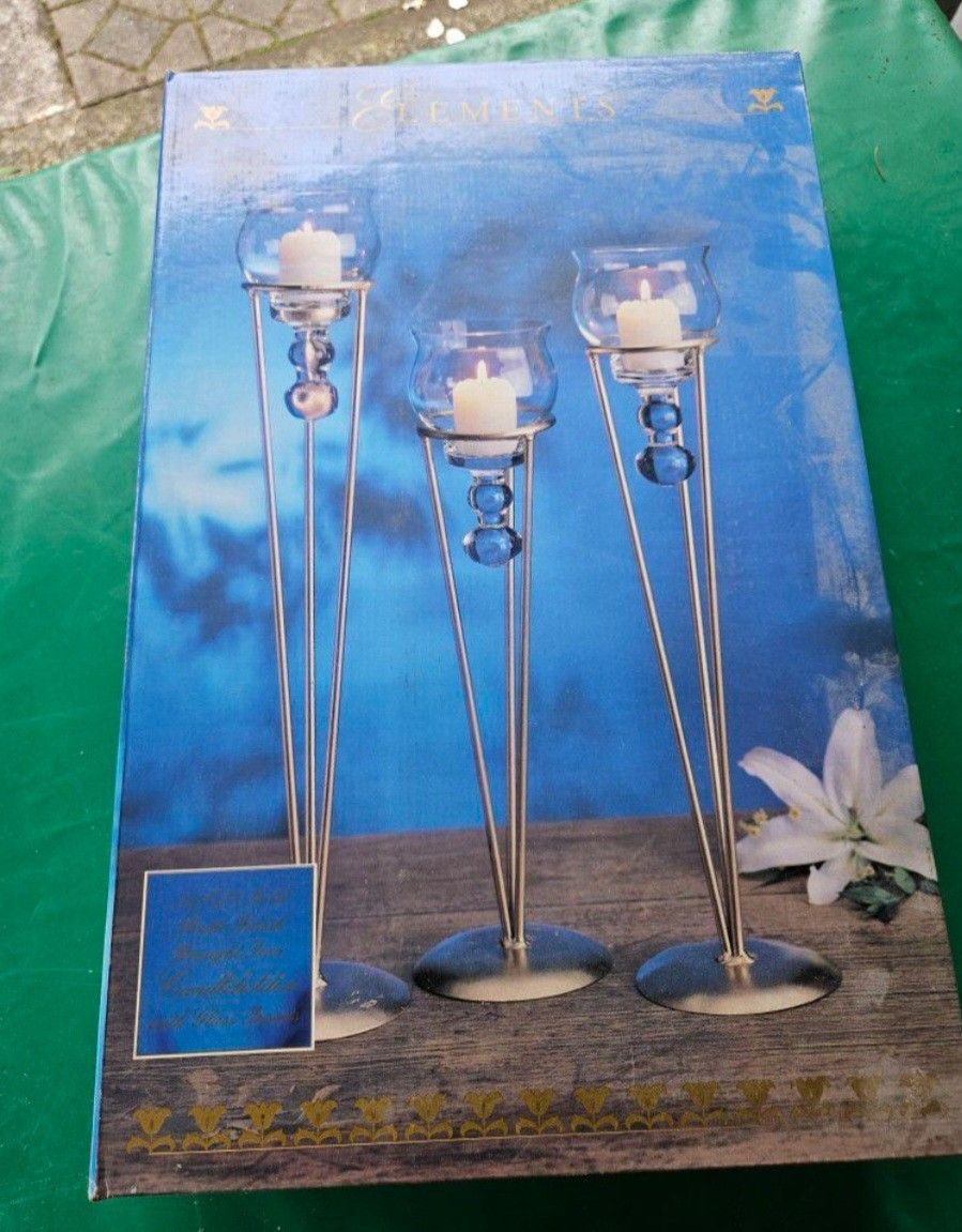Elements Gold 3 Metal Candle Holder