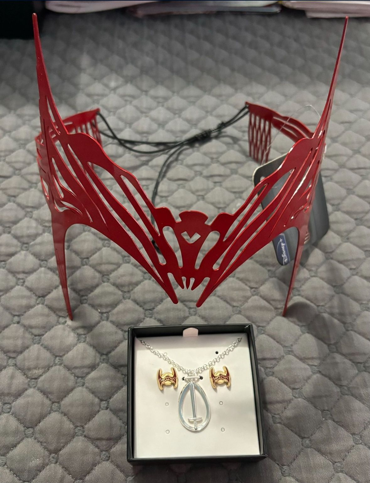 New Scarlet Witch Wanda Vision Headpiece, Necklace and Earrings Halloween