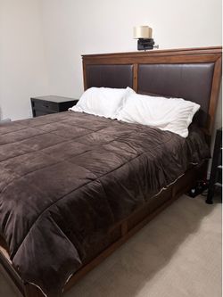 King size solid wood bed and dresser