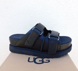 Women's UGG Goldenstar Hi Platform Slide Sandals - Black Leather - Size 7