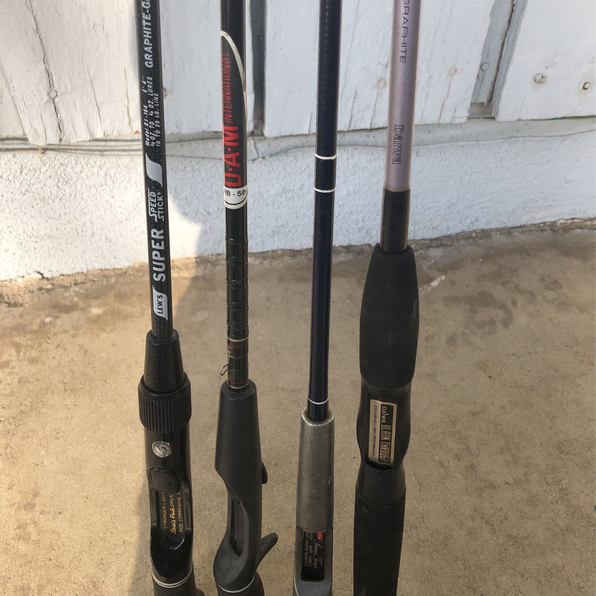 4)Vintage Bait Casting Bass Rods (Lew's ,Garcia, Daiwa & D-A-M  International) All Rods In Excellent Condition! for Sale in Monterey Park,  CA - OfferUp