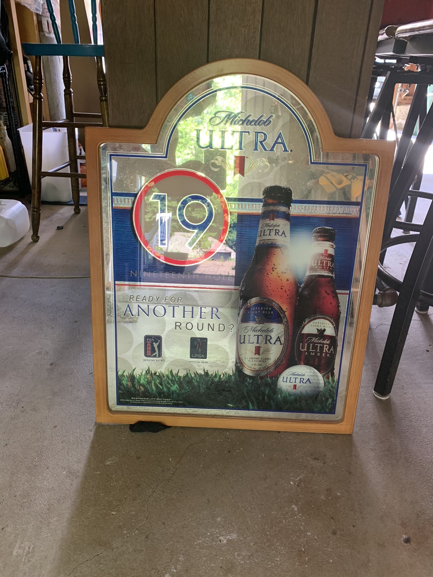 Michelob Ultra Golf Beer Mirror 19th Hole 