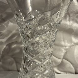 Small Vintage Hand Cut Crystal Clear Glass Vase