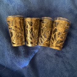 Vintage Sterling Overlay Mini Shot Glasses