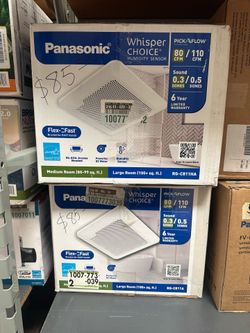 Panasonic Whisper Choice Auto DC Pick-A-Flow 80/110 CFM Ceiling Bathroom Exhaust Fan with Humidity Sense and Flex-Z Fast Bracket
