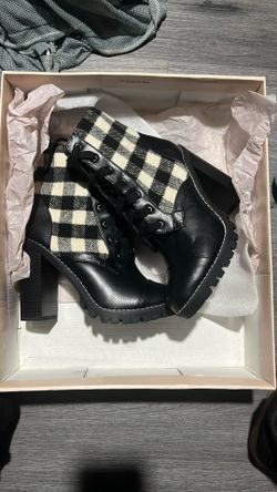 Black/ivory Plaid Boots