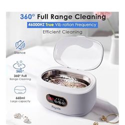  Ultrasonic Jewelry Cleaner Machine (22.3oz/660ml) with Glasses Ring Silver Glasses Teeth Fixer Professional Sound Wave Cleaning, 5-Speed Digital Time