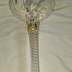 Art Glass CandleStick Twisted Spiral Stem Clear Gold Candle Holder Gold Vintage L8V141