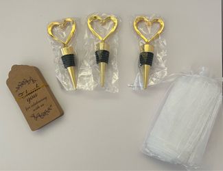 24PCS Heart Wine Bottle Stopper -Gold