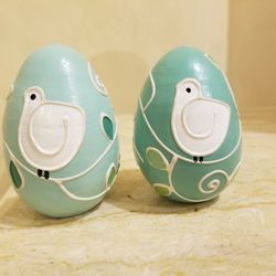 Set Of 2 Decorative Wooden Eggs