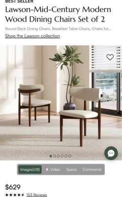 Lawson-Mid-Century Modern Wood Dining Chairs Set of 2 brand new still in box