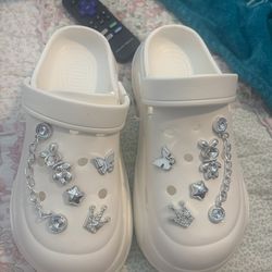 (101010-83) Fashion Women's Platform Clogs Slip On Slides Shoes Beach Sandals Gardener Clog Hight Heels Mule Slippers DIY Cartoon Women Accessories Sa