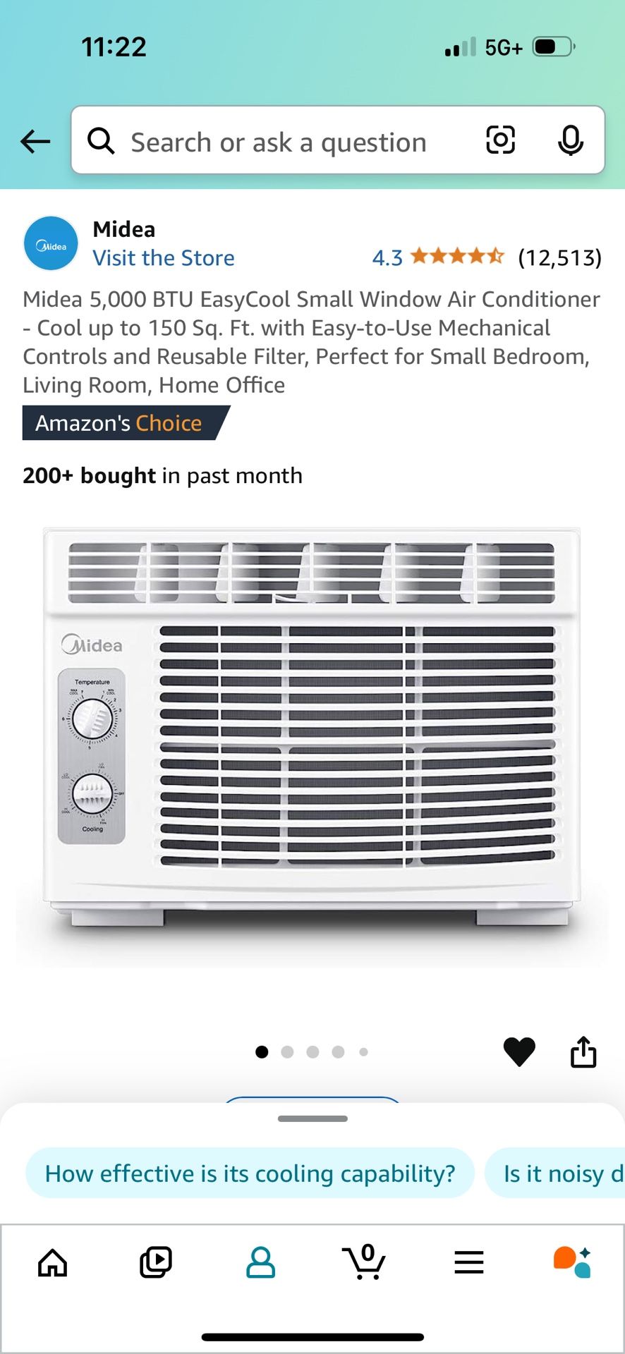 Midea 5,000 BTU EasyCool Small Window Air Conditioner