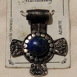 Vintage Mandalay azurite malachite sterling silver