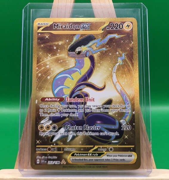 Miraidon ex 253/198 Scarlet & Violet Base Gold Hyper Rare Full Art Pokemon TCG. VLP/NM