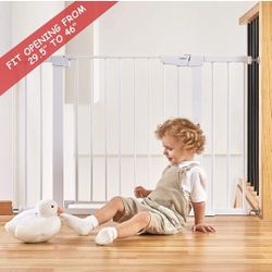 Mom's Choice Awards Winner-Cumbor 29.5-46" Extra Wide Safety Baby Gate for Stairs, Easy Install Pressure/Hardware Mounted Dog Gates for The House, Aut
