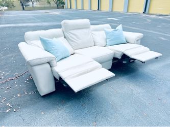 Contemporary Coastal Upscale Natuzzi Italian Leather POWER Reclining Sofa