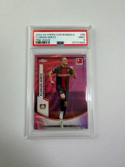 2023-24 Topps Chrome Bundesliga Florian Wirtz Pink Wave /75 PSA 9