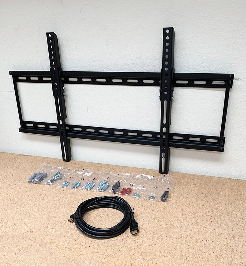(NEW) $18 Tilt 32”-65” TV Wall Mount Bracket and 10ft HDMI Cable Combo Set