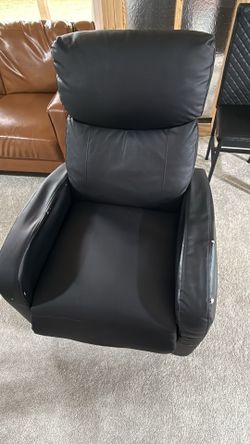 Black Faux Leather Reclining Chair- One armrest is broken inside