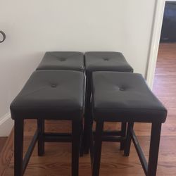 4 Black Rectangular Bar Saddle Stool