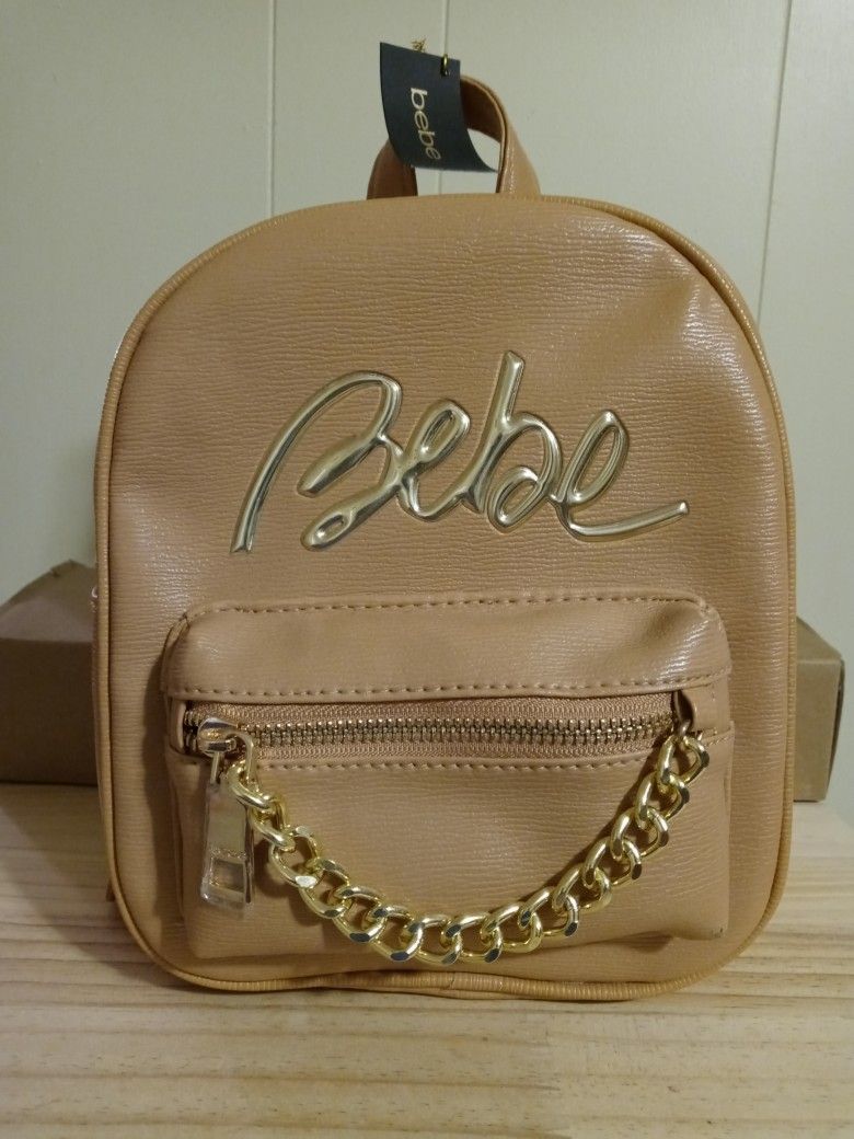 bebe Gianna Mini Tan Backpack