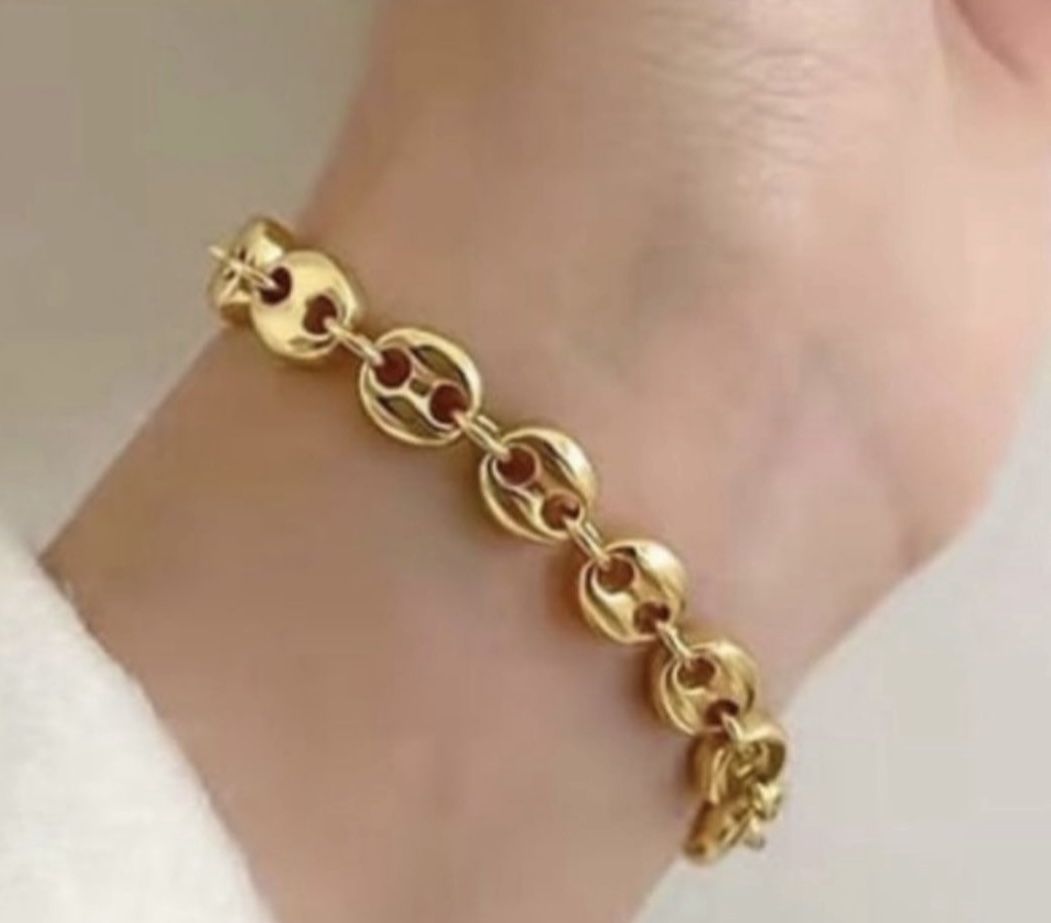 925 Sterling Silver Link Gold Chain Bracelet