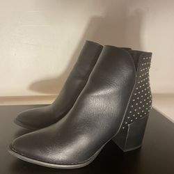  Black Ankle Boots w/ Silver Studs
