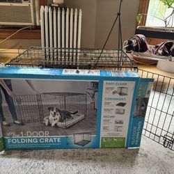 Large Foldable Dog Kennel Crate With Tray
