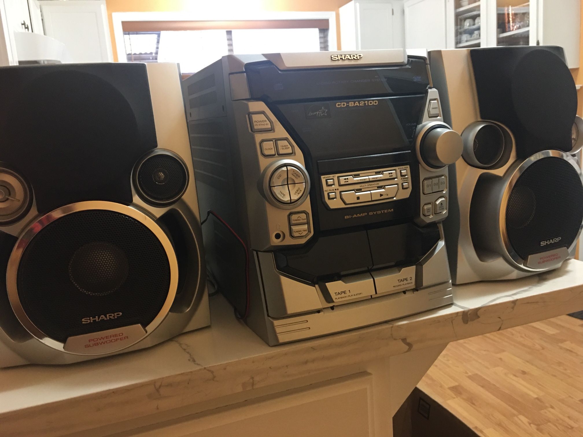 Sharp Bi-Amp System, Radio, Tape Recorder, 3 Disc Rotary Changer System, Sound System With Subwoofer 