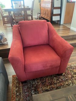 Red Microfiber Upholstered Accent Chair