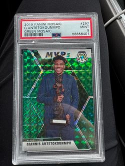2019 Panini Mosaic Giannis Green Mosaic MVPs PSA 9