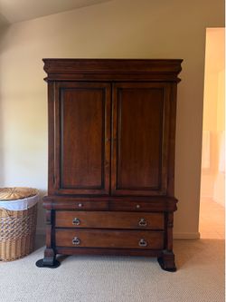 Vintage wood armoire wardrobe