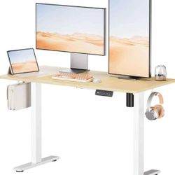 Brand New!! ELECTRIC HEIGHT ADJUSTABLE STANDING DESK 55x24 Maple top + White Frame
