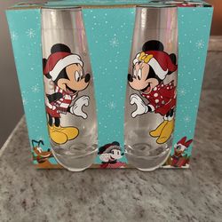 Disney Christmas Glass Cups 