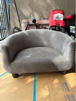 Grey dog couch