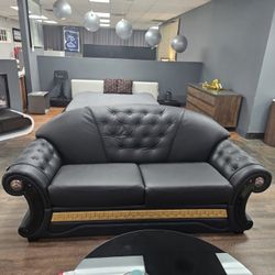 Cleopatra Sofa Genuine Leather Black