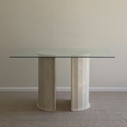 Vintage Travertine Table / Cesca Chair