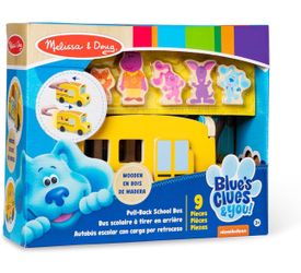 Melissa & Doug Blue's Clues & You! Wooden Pull-Back School Bus (9 Pieces)