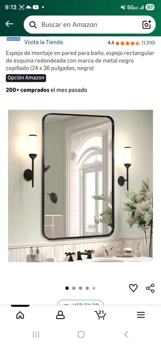 Espejo Con Vista Negra De Metal