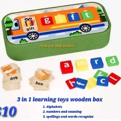 3 In 1 Learning Bus Wooden Box. 