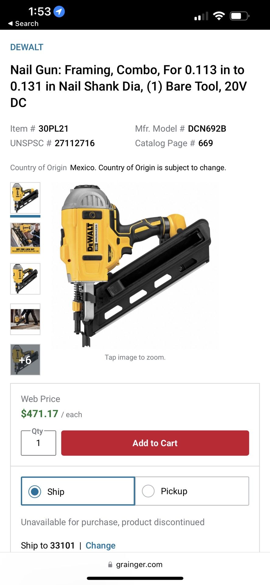 DeWalt Framing Nail Gun