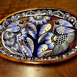 Hand-painted folk art wooden batea bowl