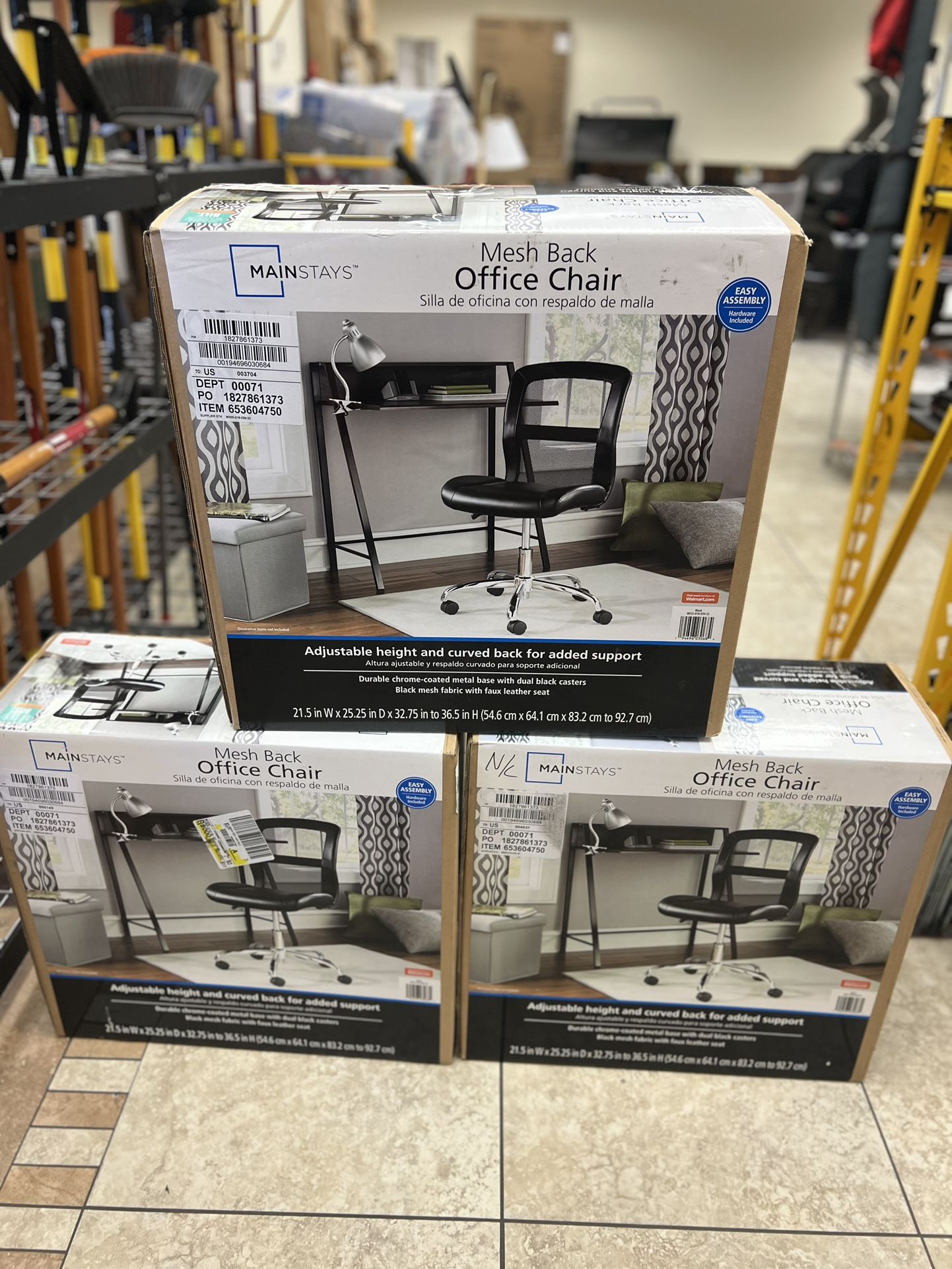 New Mainstays Mid-Back, Vinyl Mesh Task Office Chair, Black