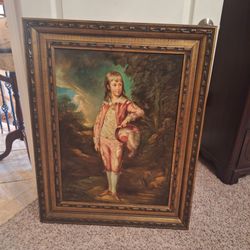 FRAMED OIL ON CANVAS REPRO OF "PINK BOY "