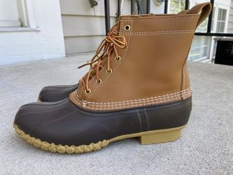 LL Bean Bean Boots 8" Hunting Duck Boots Leather 175052 Mens Size 11 Medium Tan
