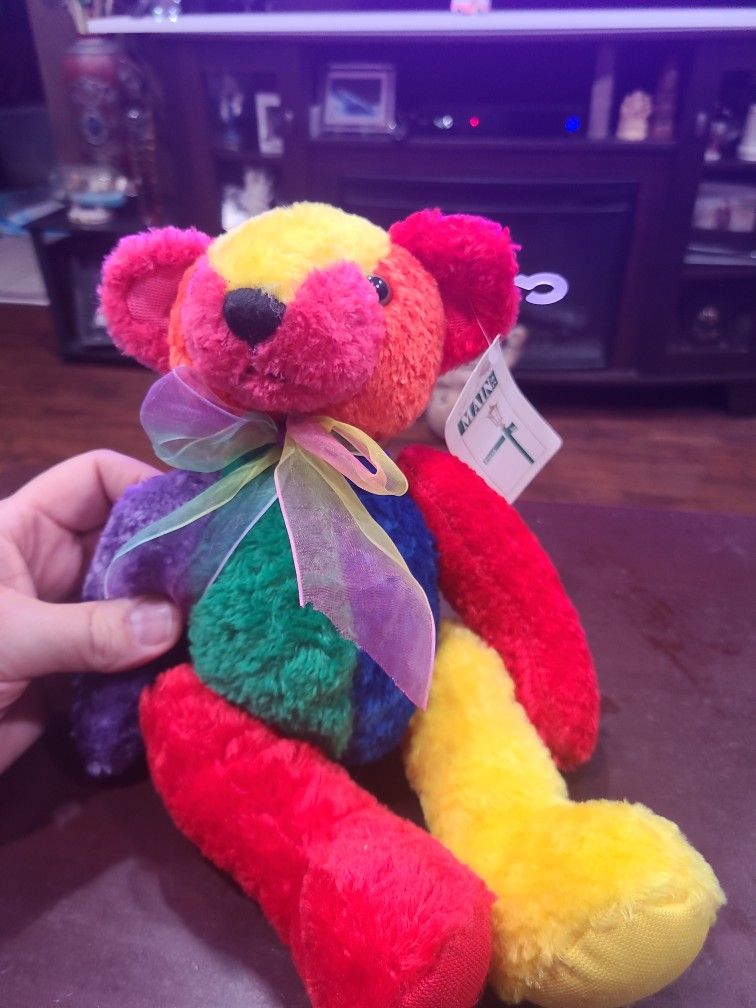 First & Main Splish Splash Plush Teddy Bear Color Block 12” Stuffed Animal